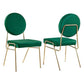 Modway Craft Performance Velvet Upholstered Side Gold Green Dining Chairs-Set of 2 MDY-EEI-6581-GLD-GRN