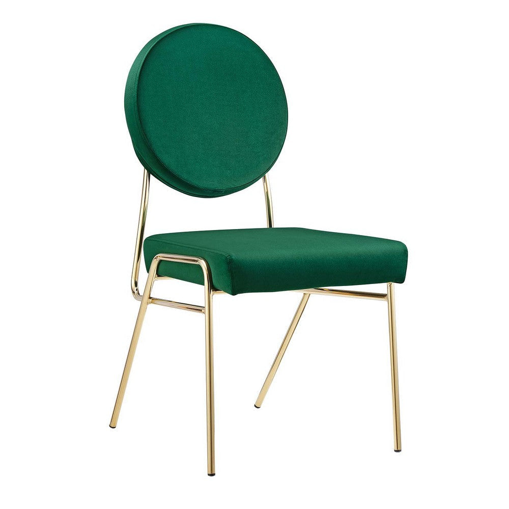 Modway Craft Performance Velvet Upholstered Side Gold Green, Dining Chairs-Set of 2