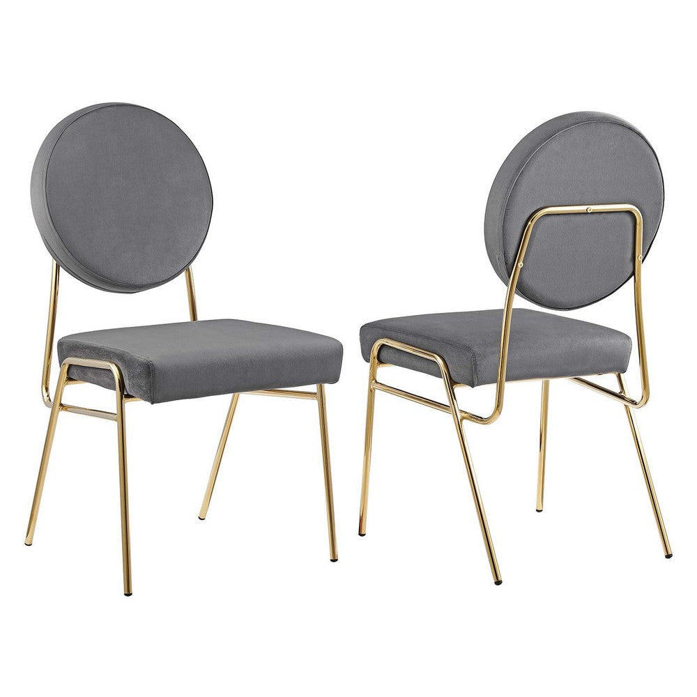 Modway Craft Performance Velvet Upholstered Side Gold Gray Dining Chairs-Set of 2 MDY-EEI-6581-GLD-GRY