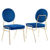 Modway Craft Performance Velvet Upholstered Side Gold Navy Dining Chairs-Set of 2 MDY-EEI-6581-GLD-NAV