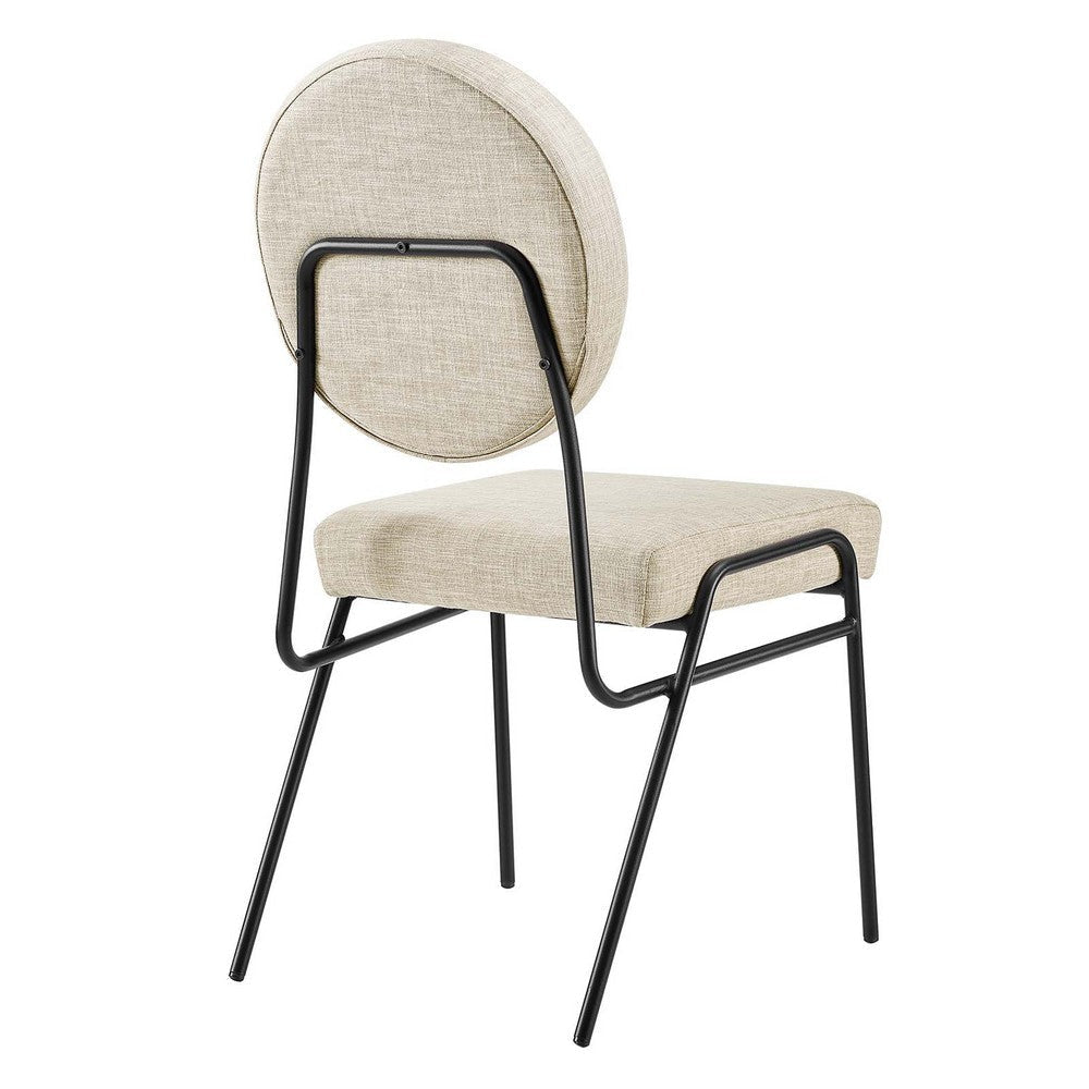 Modway Craft Fabric Upholstered Side Dining Chairs-Set of 2 in Black Beige MDY-EEI-6582-BLK-BEI