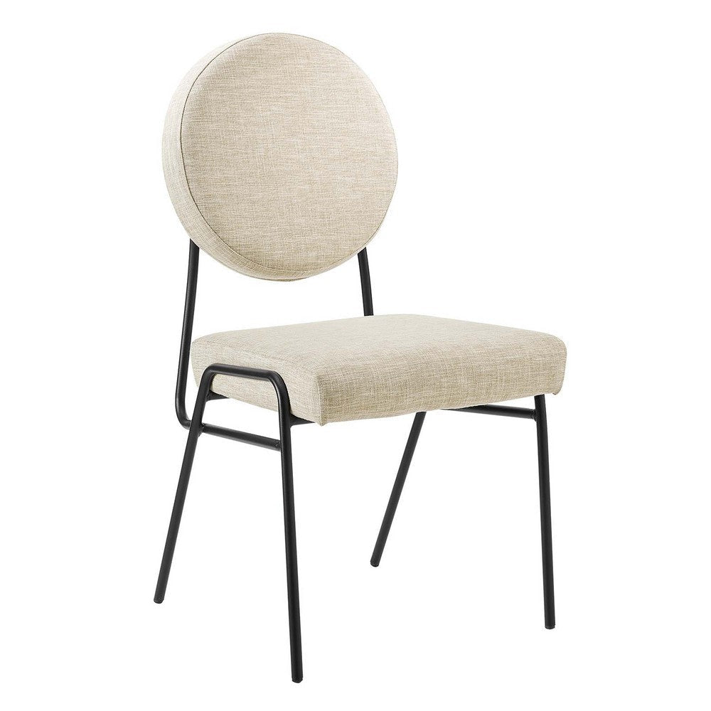 Modway Craft Fabric Upholstered Side Dining Chairs-Set of 2 in Black Beige