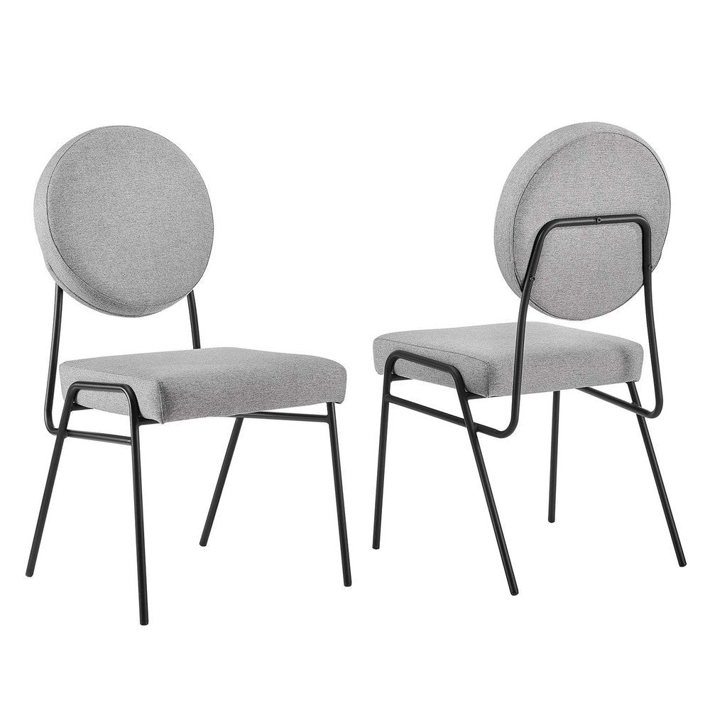 Modway Craft Fabric Upholstered Side Dining Chairs-Set of 2 in Black Light Gray MDY-EEI-6582-BLK-LGR