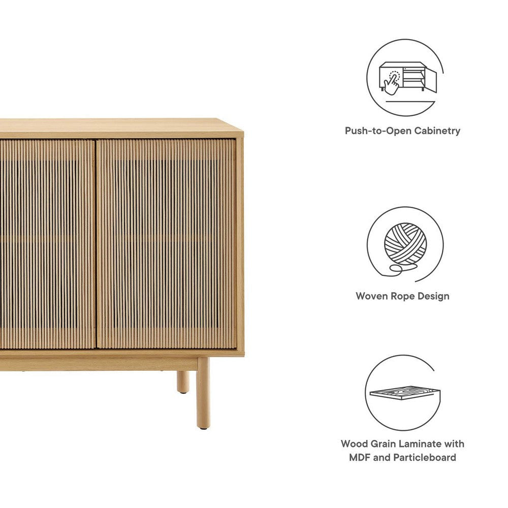 Modway Milo 63’’ Rope Sideboard Buffet Oak Tan for Dining High Living Room Stand for TVs up to 70 inches OneSize MDY-EEI-6583-OAK-TAN