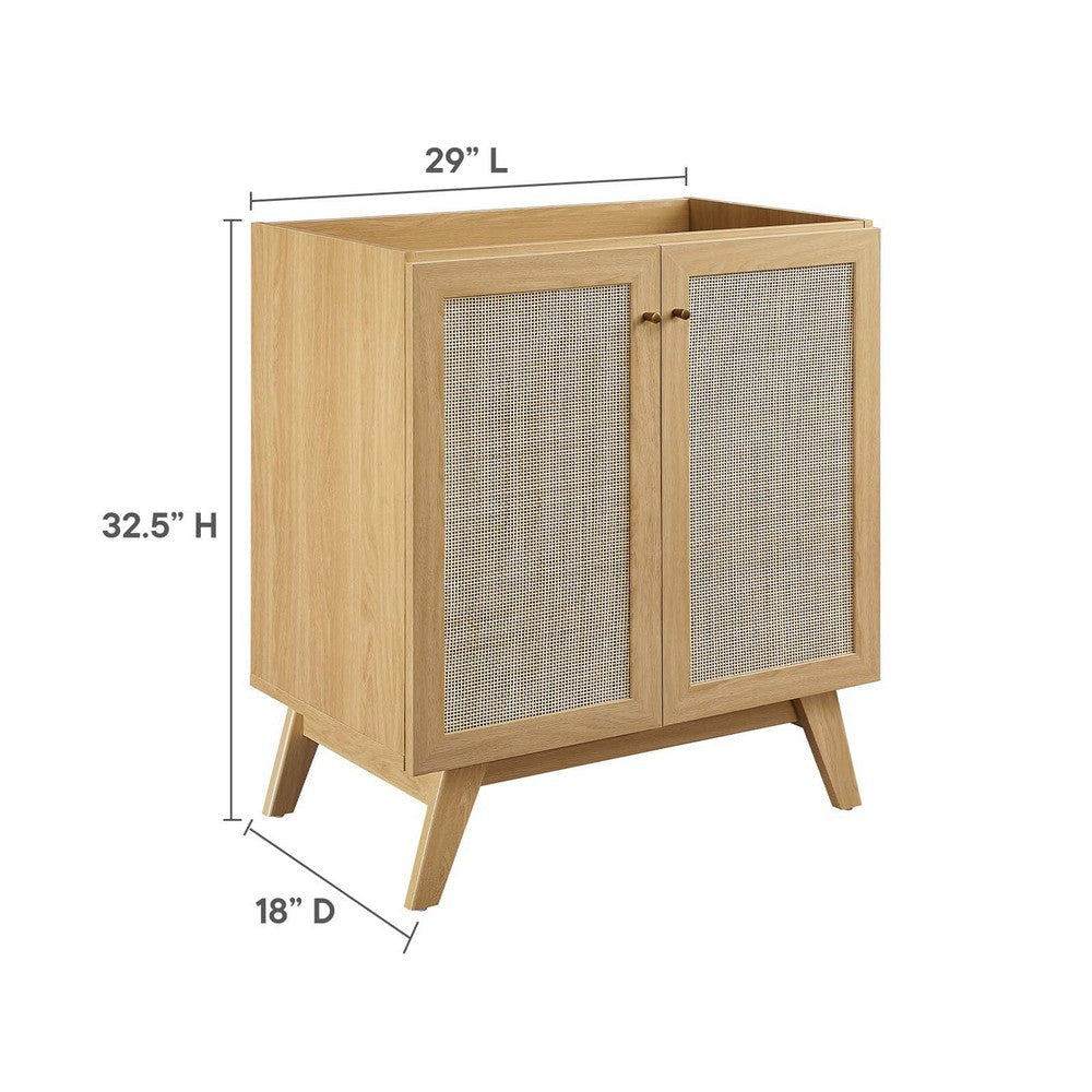 Modway Soma Rattan Weave Bathroom Vanity Cabinet (Sink Basin Not Included) 30 Inch Oak MDY-EEI-6587-OAK