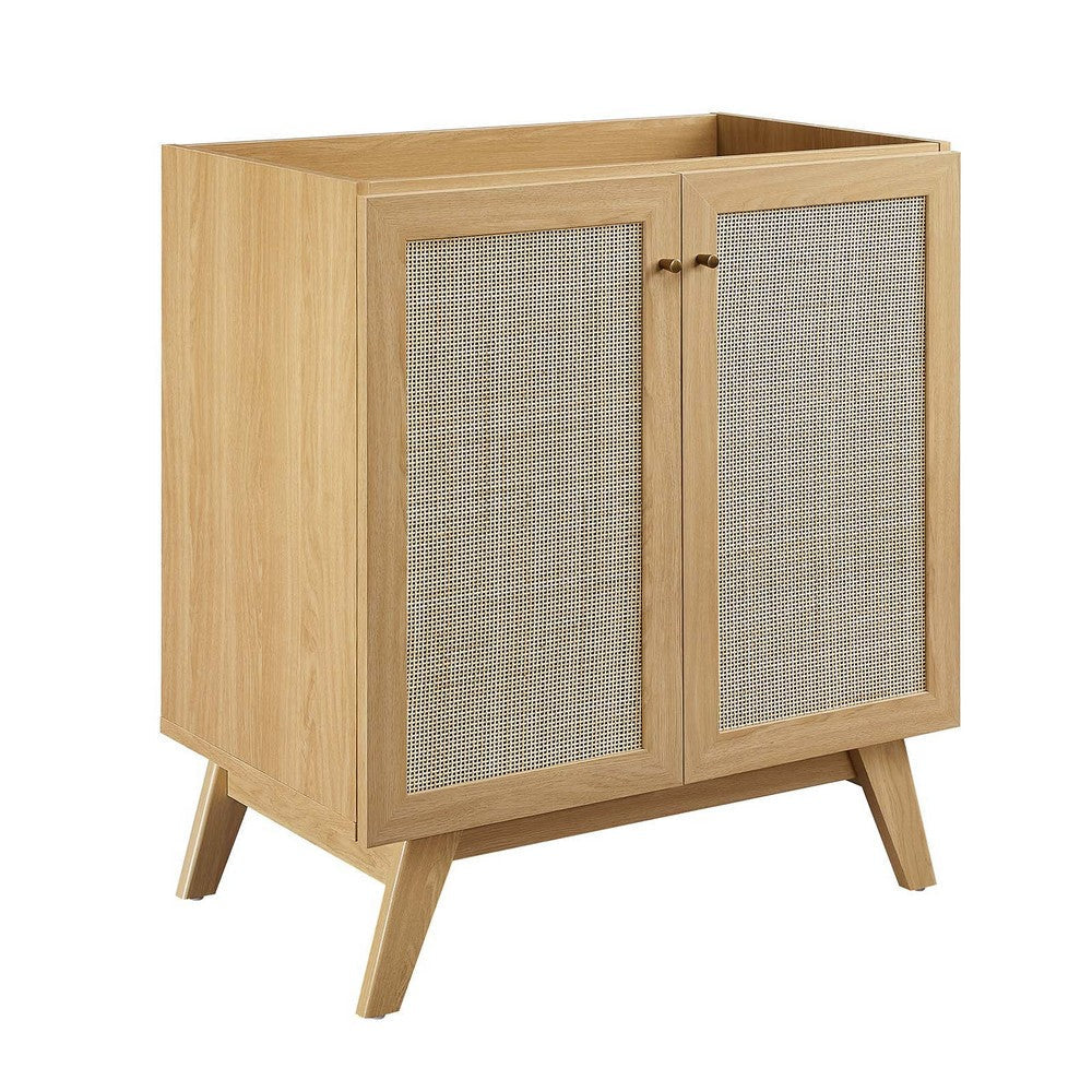 Modway Soma Rattan Weave Bathroom Vanity Cabinet (Sink Basin Not Included), 30 Inch, Oak