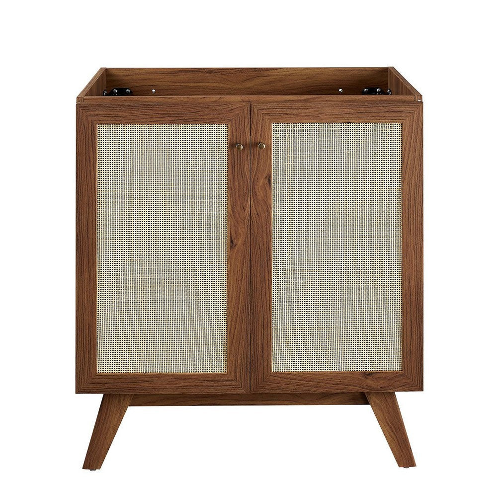 Modway Soma Rattan Weave Bathroom Vanity Cabinet (Sink Basin Not Included) 30 Inch Walnut MDY-EEI-6587-WAL