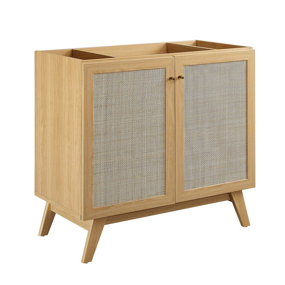 Modway Soma Rattan Weave Bathroom Vanity Cabinet (Sink Basin Not Included), 36 Inch, Oak