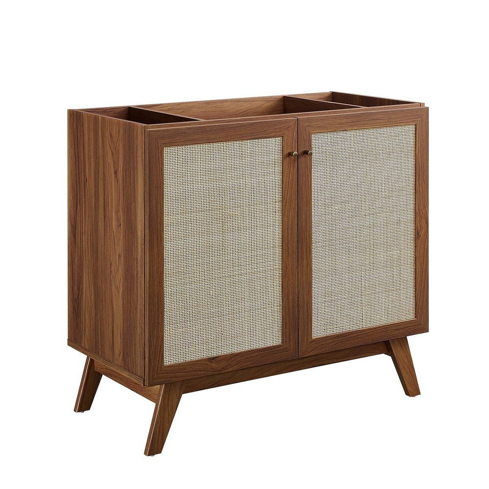 Modway Soma Rattan Weave Bathroom Vanity Cabinet (Sink Basin Not Included), 36 Inch, Walnut