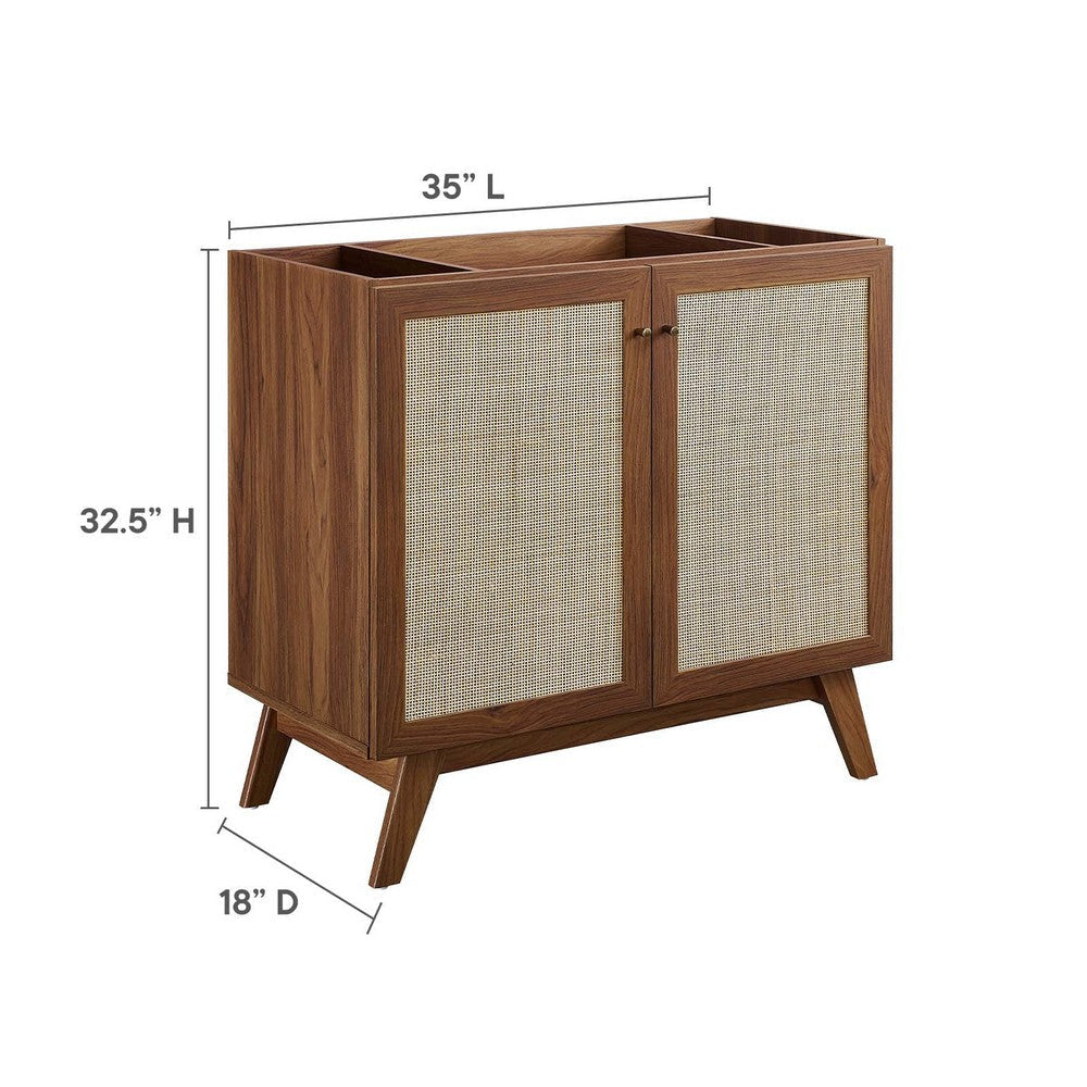 Modway Soma Rattan Weave Bathroom Vanity Cabinet (Sink Basin Not Included) 36 Inch Walnut MDY-EEI-6588-WAL