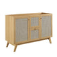 Modway Soma Rattan Weave Bathroom Vanity Cabinet Basin Not Included, 48” Single or Double Sink Compatible, Oak