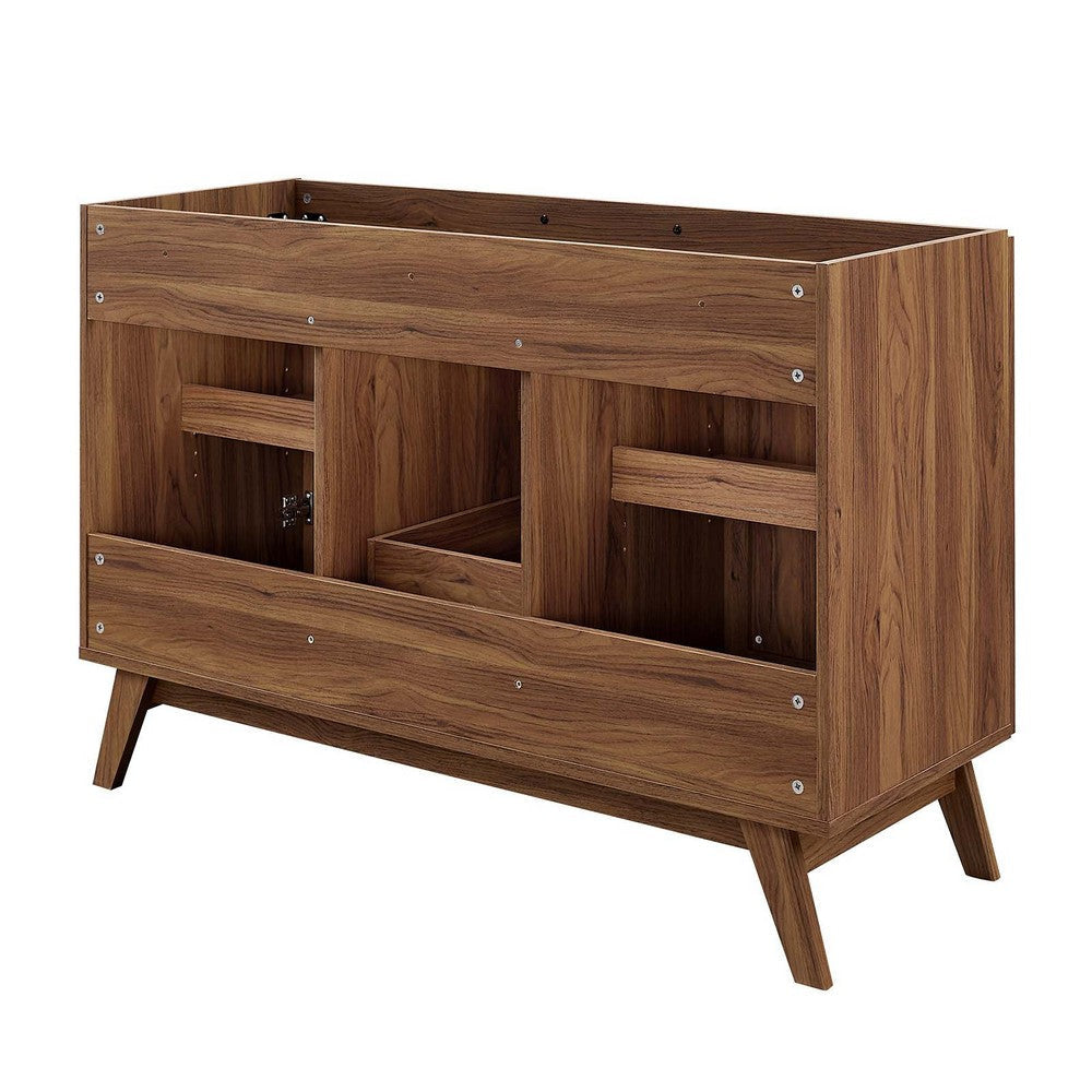 Modway Soma Rattan Weave Bathroom Vanity Cabinet Basin Not Included 48” Single or Double Sink Compatible Walnut MDY-EEI-6589-WAL