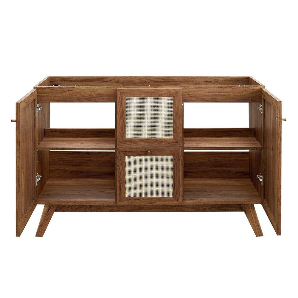 Modway Soma Rattan Weave Bathroom Vanity Cabinet Basin Not Included 48” Single or Double Sink Compatible Walnut MDY-EEI-6589-WAL