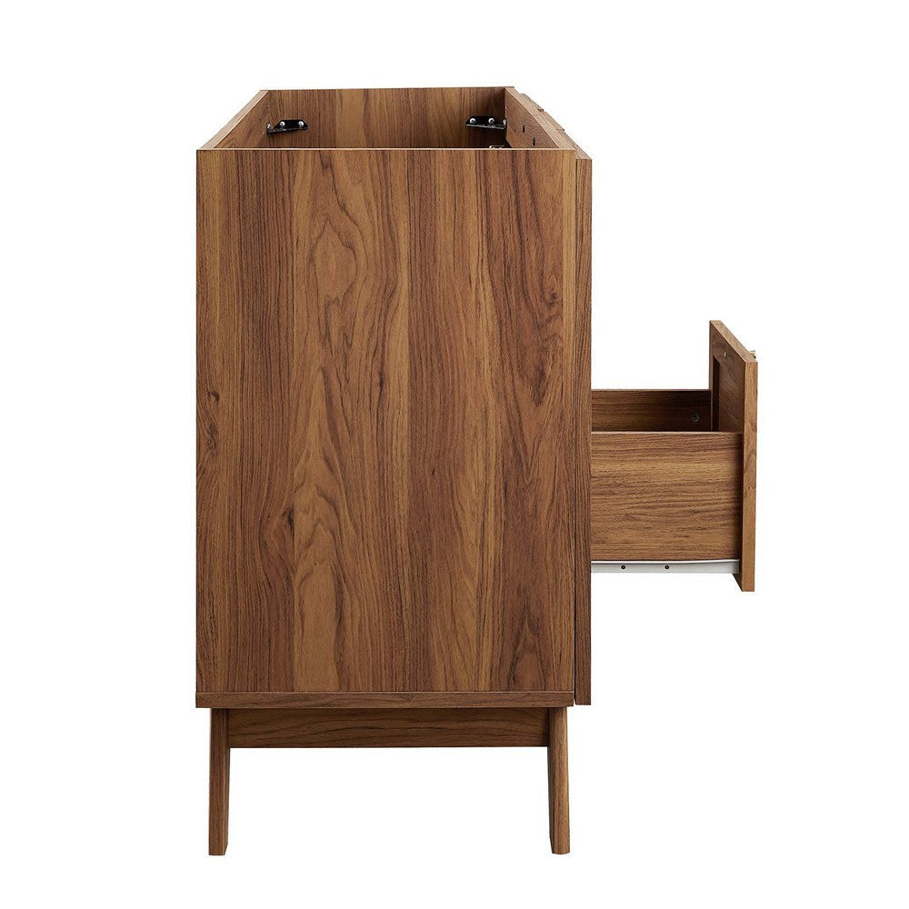 Modway Soma Rattan Weave Bathroom Vanity Cabinet Basin Not Included 48” Single or Double Sink Compatible Walnut MDY-EEI-6589-WAL