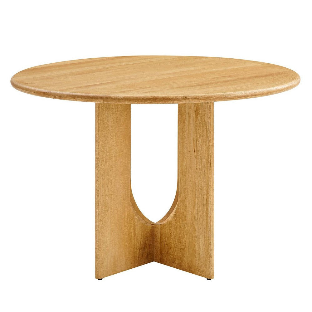 Modway Rivian 48 Inch Mango Wood Oak-Modern Round Dining Intersecting Pedestal Base Seats 4 to 6 Kitchen Breakfast Table MDY-EEI-6592-OAK