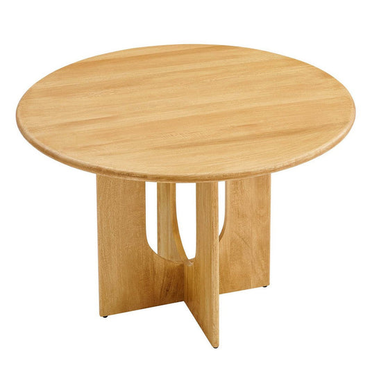 Modway Rivian 48 Inch Mango Wood Oak-Modern Round Dining Intersecting Pedestal Base, Seats 4 to 6, Kitchen Breakfast Table