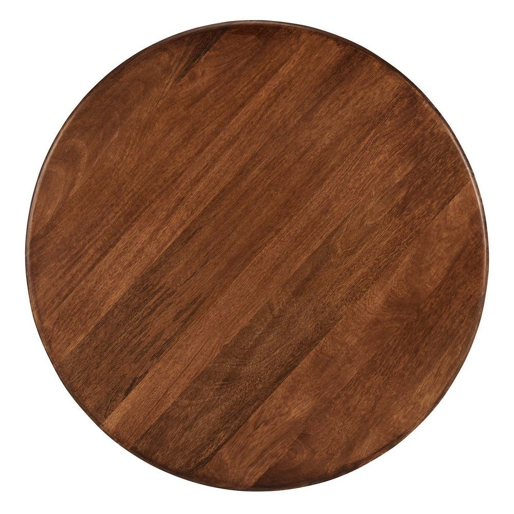 Modway Rivian 34 Inch Mango Wood Round Walnut-Stylish Mid Century Ideal as Coffee Center Table Complements Modern Living Room Decor