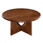 Modway Rivian 34 Inch Mango Wood Round Walnut-Stylish Mid Century, Ideal as Coffee Center Table, Complements Modern Living Room Decor