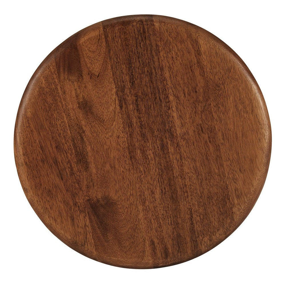 Modway Rivian Mango Wood Round Walnut-Versatile End Living Room or Bedroom Ideal as a Small Accent Modern Side Elegant Bedside Table