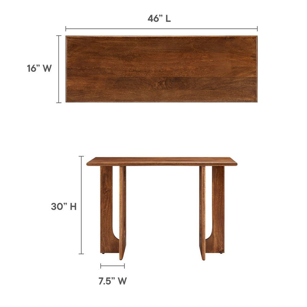 Modway Rivian 46 Inch Mango Wood Console Walnut-Sleek and Modern Entryway Behind The Couch or Sofa Table Living Room Furniture for Hallway