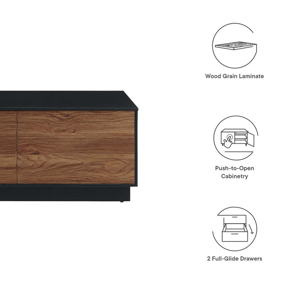 Modway Holden 36” Modern Coffee Table in Black Walnut Push-to-Open Drawers MDY-EEI-6599-BLK-WAL