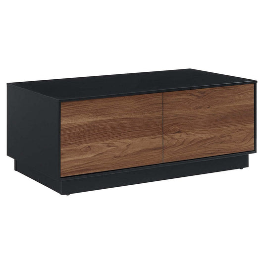 Modway Holden 36” Modern Coffee Table in Black Walnut, Push-to-Open Drawers