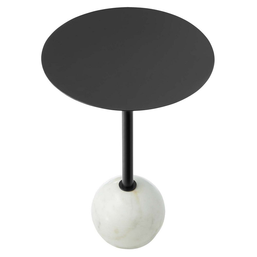 Aliza Round White Marble Side Table - No Shipping Charges MDY-EEI-6606-WHI-BLK