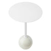 Modway EEI-6606-WHI-WHI Aliza Acacia Wood White Round Side Living Room End Table Marble Base MDY-EEI-6606-WHI-WHI