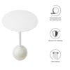 Modway EEI-6606-WHI-WHI Aliza Acacia Wood White Round Side Living Room End Table Marble Base MDY-EEI-6606-WHI-WHI