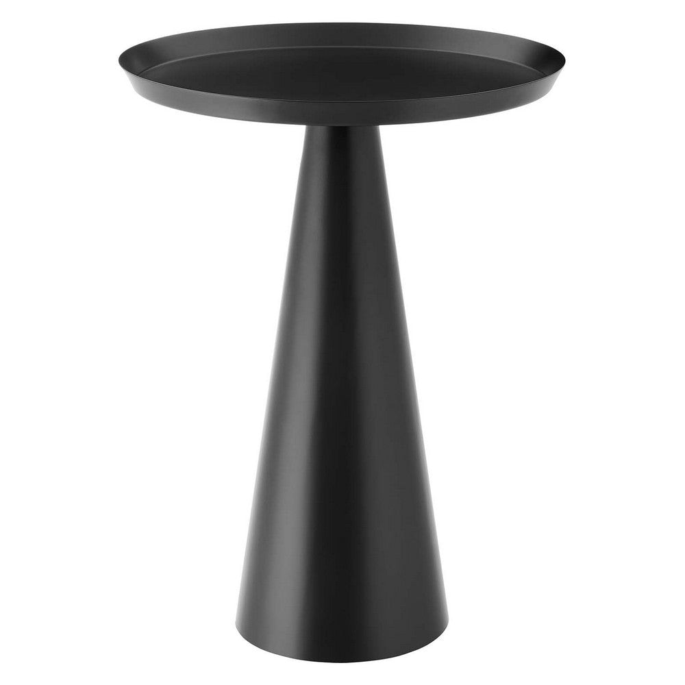 Modway EEI-6608-BLK Maren, Black Round Side Sofa End Table for Living Room Tapered Metal Pedestal Base