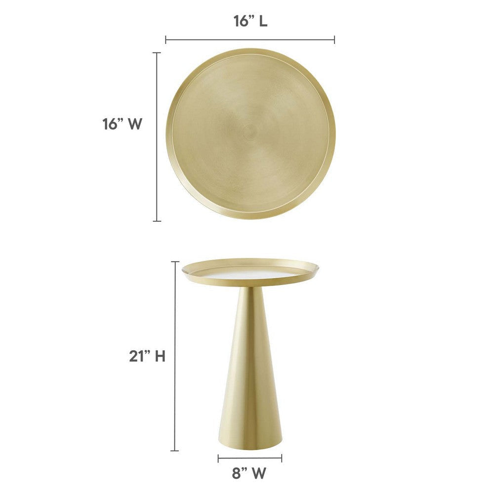 Modway EEI-6608-BRA Maren Brass Round Side Sofa End Table for Living Room Tapered Metal Pedestal Base MDY-EEI-6608-BRA