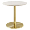 Modway EEI-6609-BRA-WHI Viva, Brass Round White Marble Side Living Room End Table Metal Pedestal Base