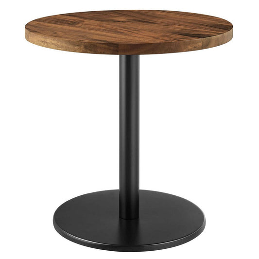 Modway EEI-6610-BLK-LOC Viva, Black Light Oak Round Acacia Wood Side Living Room End Table Metal Pedestal Base