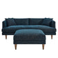 Modway EEI-6614-HEA Zoya Down Filled Overstuffed Sofa and Ottoman Set Heathered Weave Azure MDY-EEI-6614-HEA