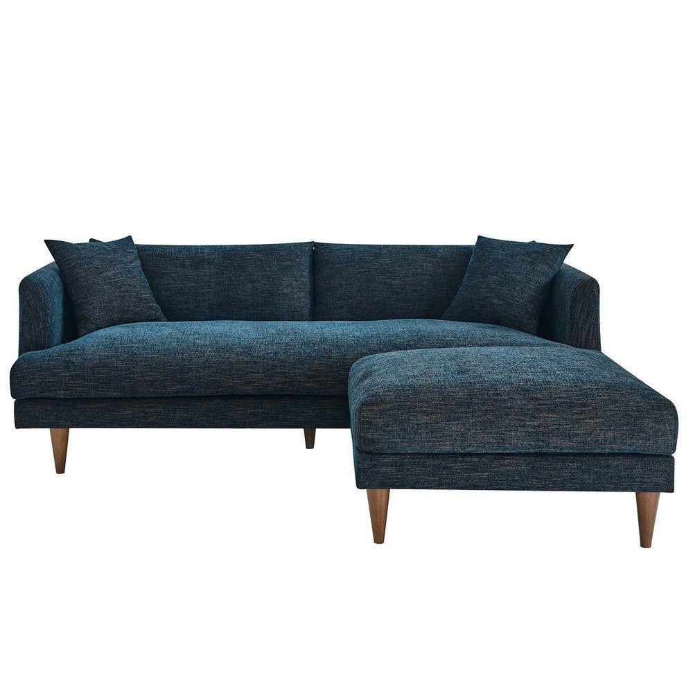 Modway EEI-6614-HEA Zoya Down Filled Overstuffed Sofa and Ottoman Set Heathered Weave Azure MDY-EEI-6614-HEA