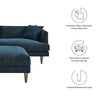 Modway EEI-6614-HEA Zoya Down Filled Overstuffed Sofa and Ottoman Set Heathered Weave Azure MDY-EEI-6614-HEA