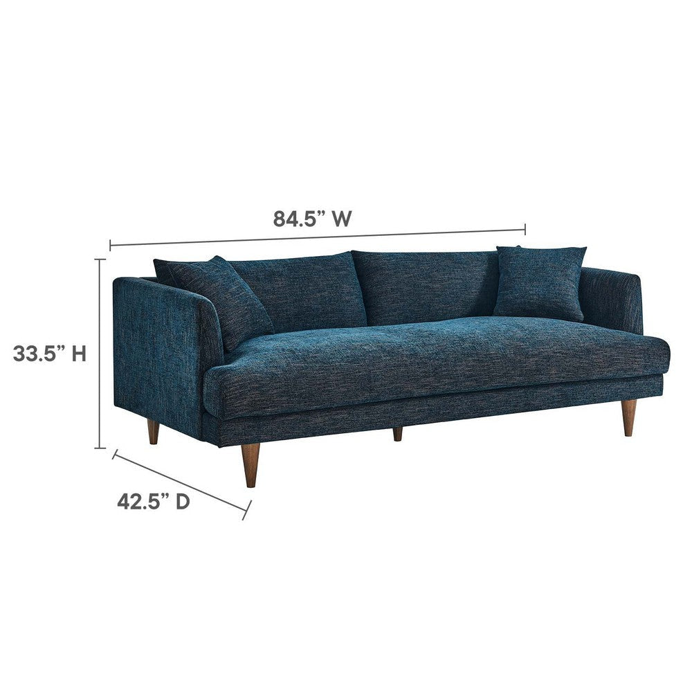 Modway EEI-6614-HEA Zoya Down Filled Overstuffed Sofa and Ottoman Set Heathered Weave Azure MDY-EEI-6614-HEA