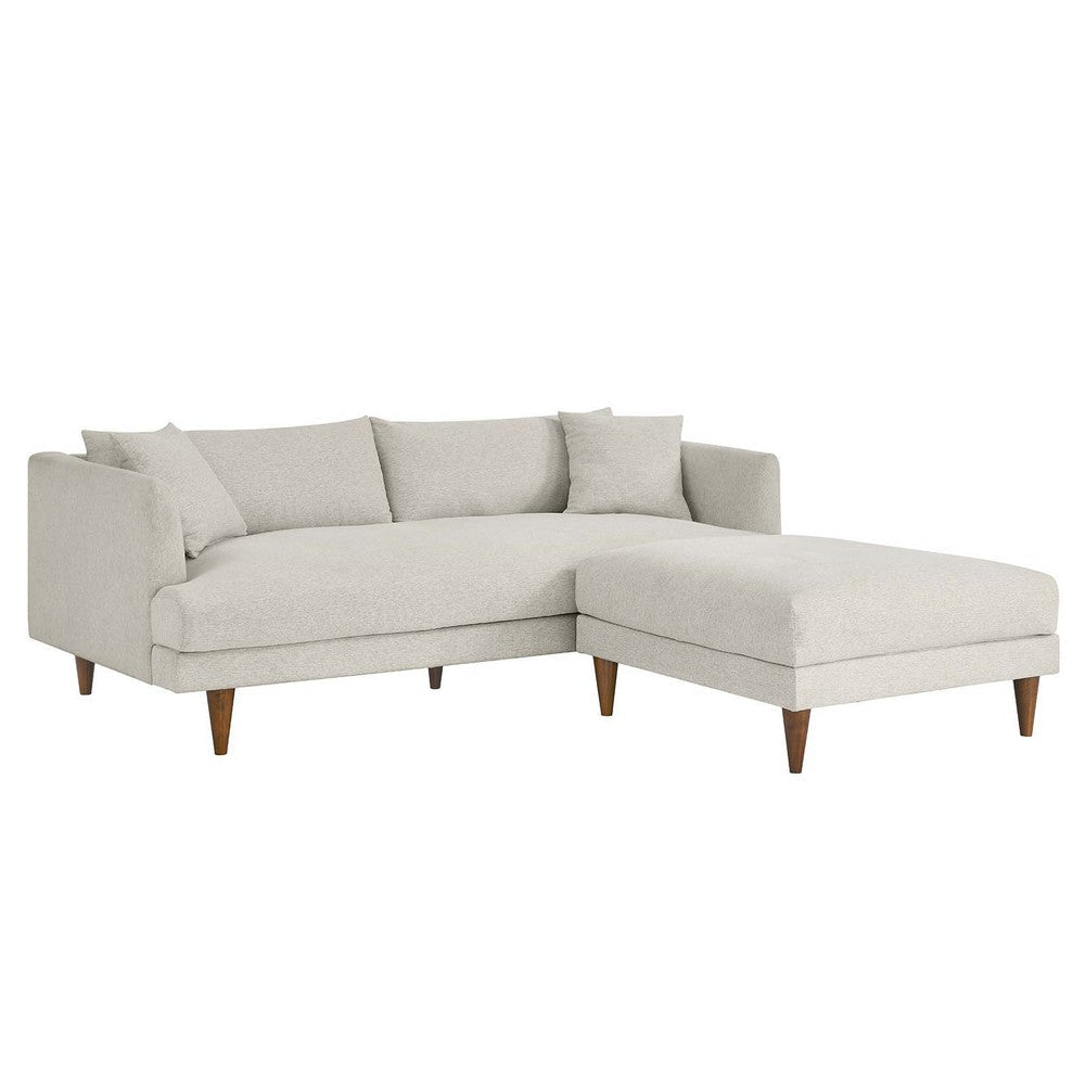 Modway EEI-6614-HEI Zoya Down Filled Overstuffed Sofa and Ottoman Set Heathered Weave Ivory MDY-EEI-6614-HEI