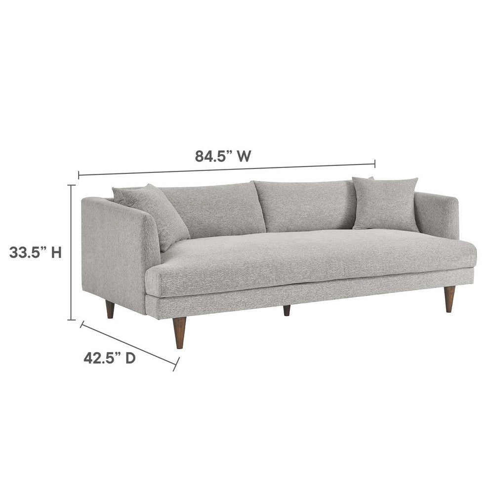 Modway EEI-6614-HLG Zoya Down Filled Overstuffed Sofa and Ottoman Set Heathered Weave Light Gray MDY-EEI-6614-HLG