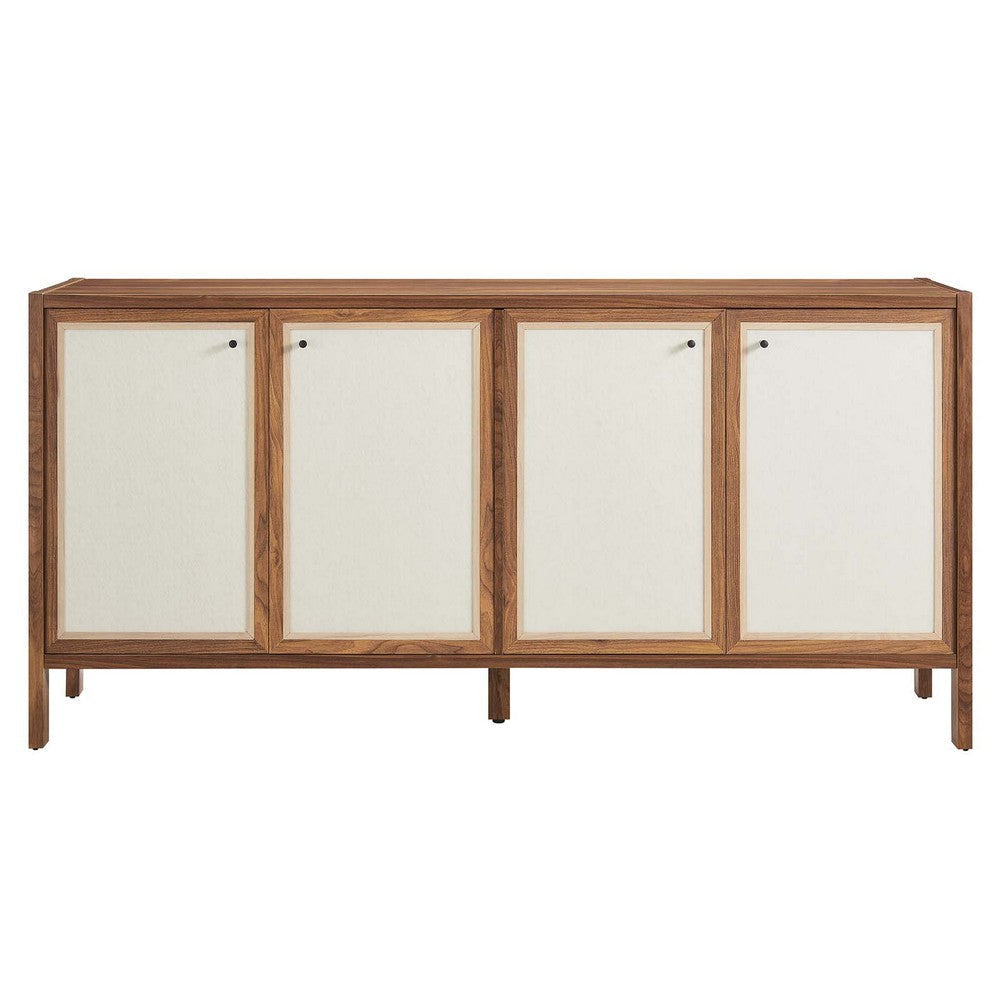 Modway Capri 65 Inch Sideboard in Walnut Large Storage Doors Entryway Console Table Mid-Century Modern Buffet Cabinet or Credenza