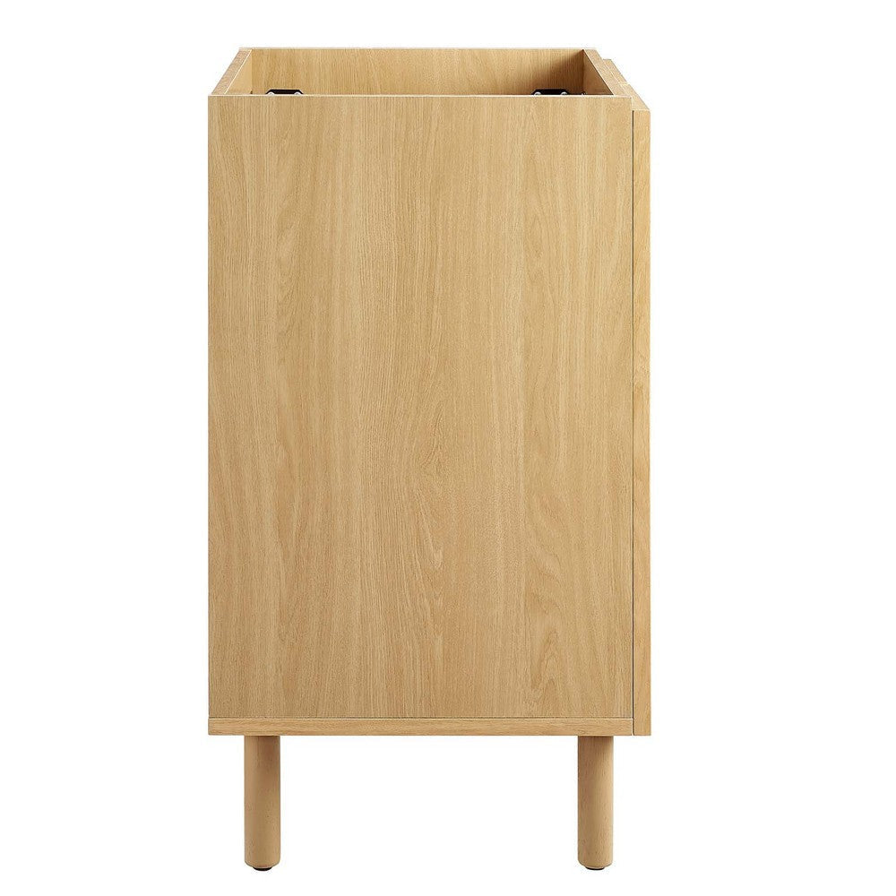 Modway Calla 24 Inch Cabinet in Oak Compact Small Space Vanity with Storage and Perforated Metal Doors Modern Freestanding Bathroom