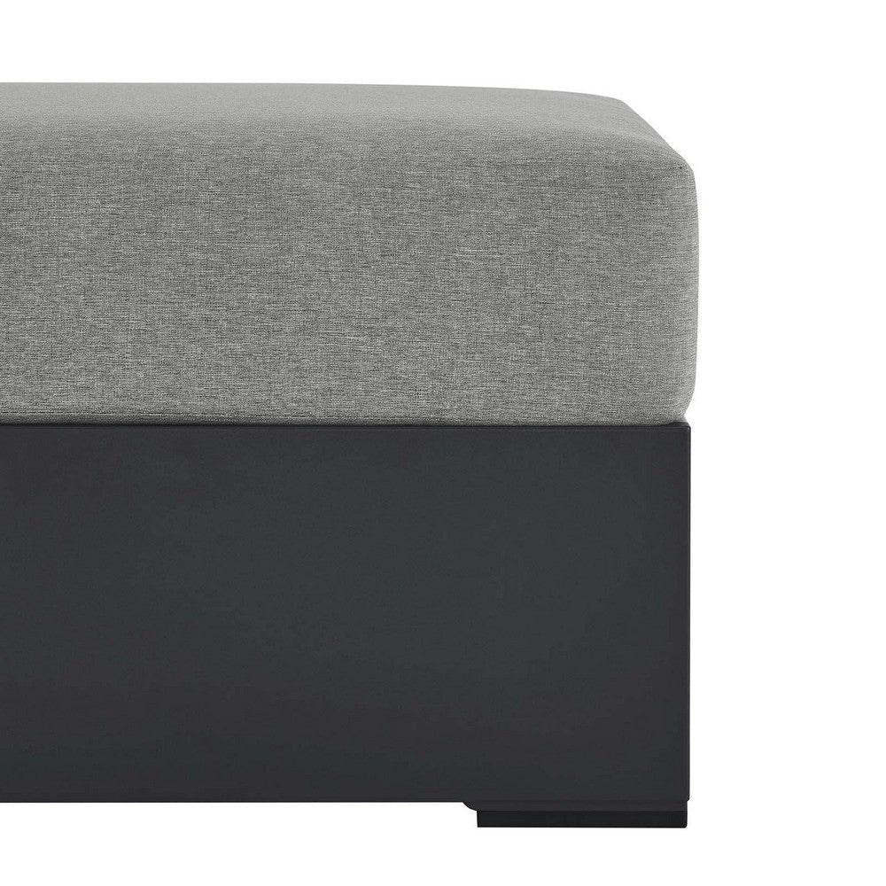 Modway Tahoe Aluminum Ottoman in Gray Charcoal with Weather-Resistant Cushion-Ideal as Outdoor Footstool Patio or Sunroom Furniture