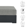 Modway Tahoe Aluminum Ottoman in Gray Charcoal with Weather-Resistant Cushion-Ideal as Outdoor Footstool Patio or Sunroom Furniture