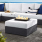 Modway Tahoe Aluminum Ottoman in Gray White with Weather-Resistant Cushion-Ideal as Outdoor Footstool Patio or Sunroom Furniture