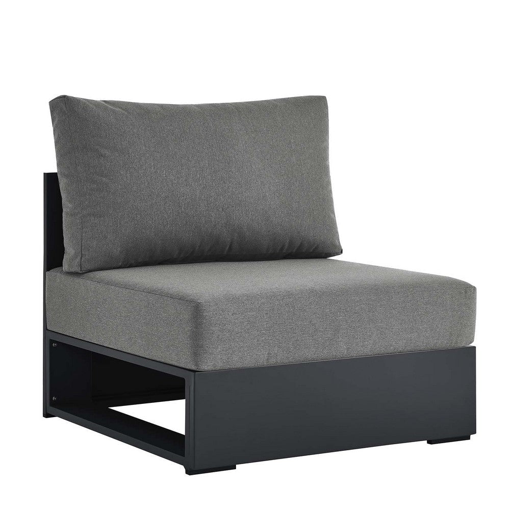 Modway Tahoe Aluminum Patio Gray Charcoal Modular Weather-Resistant Cushions-Perfect as Club Outdoor Lounge, Armless Chair