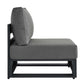 Modway Tahoe Aluminum Patio Gray Charcoal Modular Weather-Resistant Cushions-Perfect as Club Outdoor Lounge Armless Chair