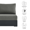 Modway Tahoe Aluminum Patio Gray Charcoal Modular Weather-Resistant Cushions-Perfect as Club Outdoor Lounge Armless Chair