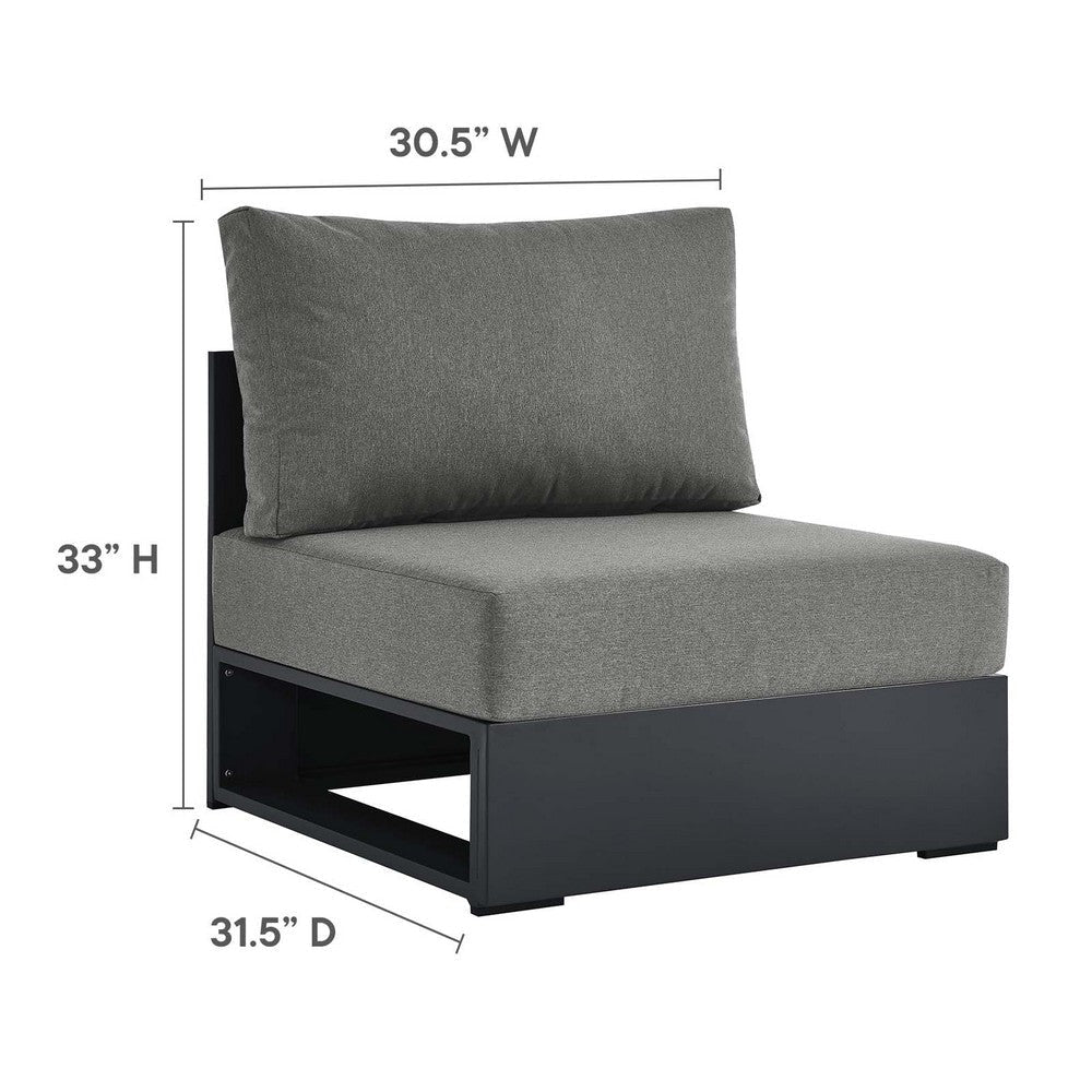 Modway Tahoe Aluminum Patio Gray Charcoal Modular Weather-Resistant Cushions-Perfect as Club Outdoor Lounge Armless Chair