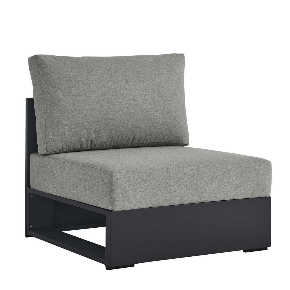 Modway Tahoe Aluminum Patio Gray Modular Weather-Resistant Cushions-Perfect as Club Outdoor Lounge, Armless Chair