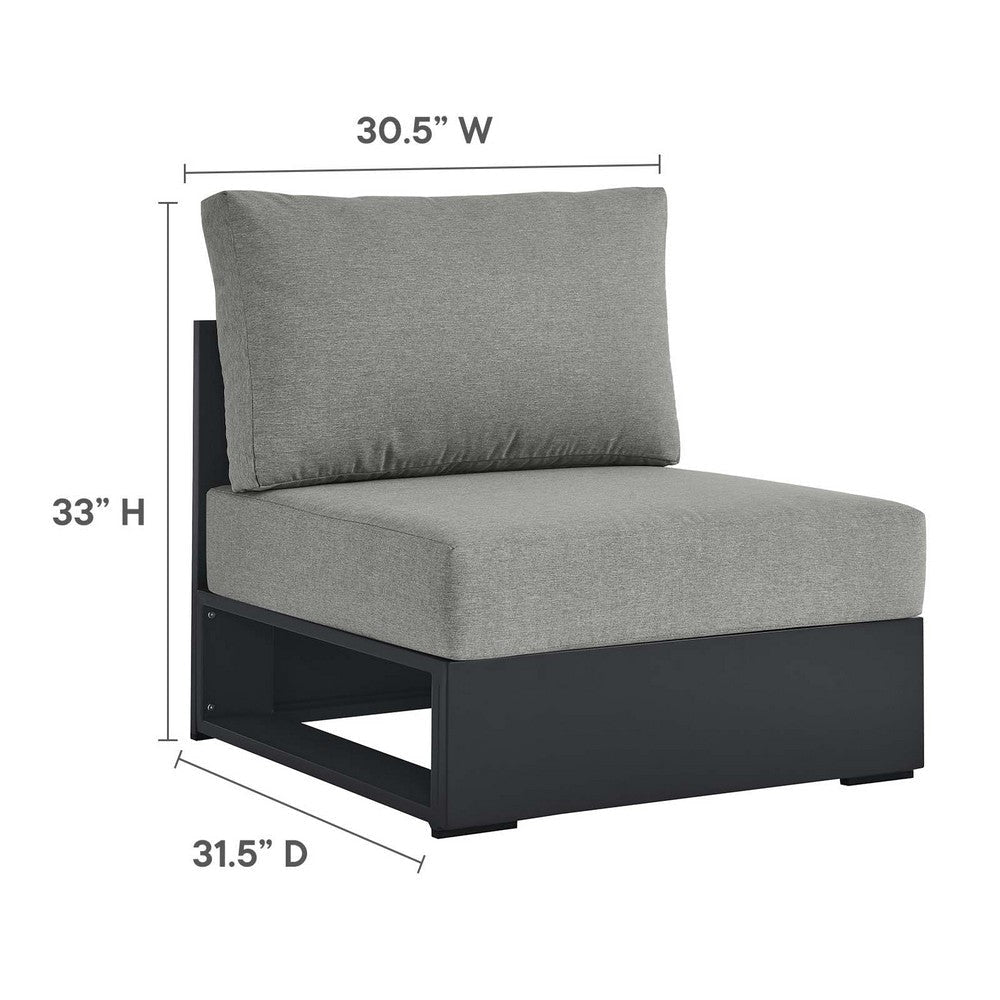 Modway Tahoe Aluminum Patio Gray Modular Weather-Resistant Cushions-Perfect as Club Outdoor Lounge Armless Chair MDY-EEI-6628-GRY-GRY